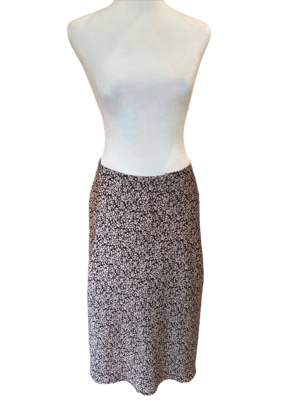 Nordstrom Black and Pink Floral Midi Skirt